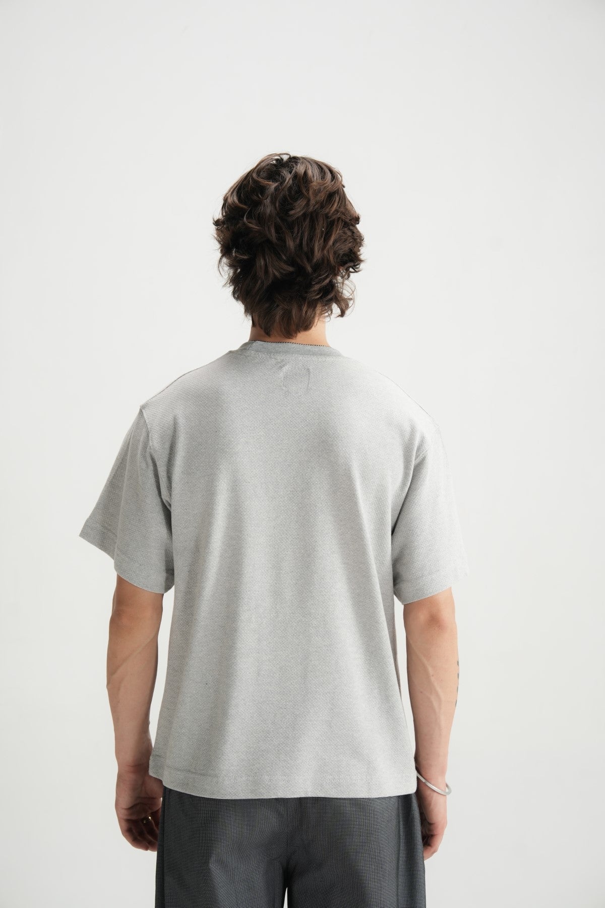 Textured-grey Oversized T-shirt