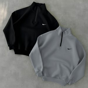 Pack Of 2 Grey & Black Quater Zipper Sweatshirts